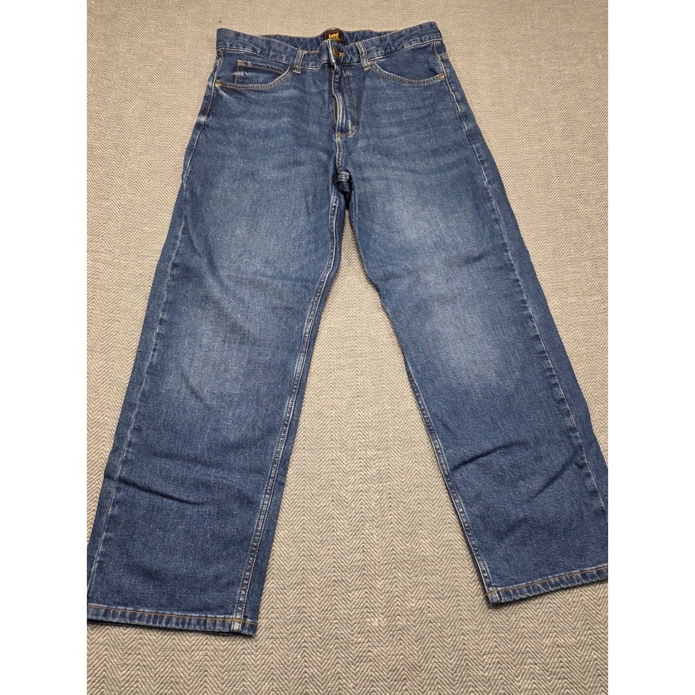 Lee Mens Straight Leg Jeans‎ Medium Wash Blue Denim Pants 33x25.5